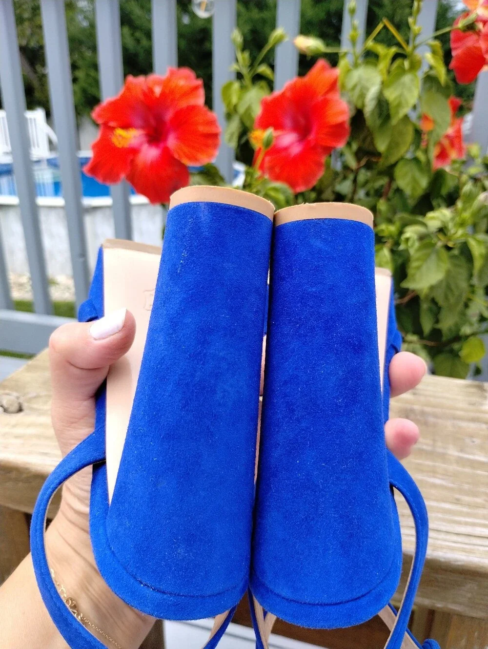 Gianvito Rossi Blue Suede Poppy Platform Heels 6